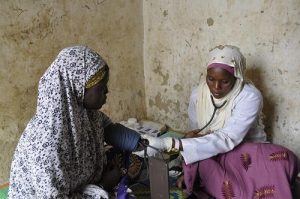 Health camps provide an opportunity to reach remote communities with polio vaccines alongside other health services such as antenatal care for pregnant women. WHO/L.Dore