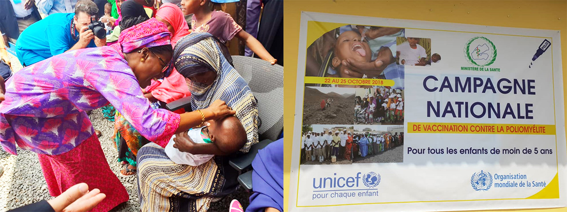 A child being vaccinated at the NID launch in Djibouti. WHO/Djibouti