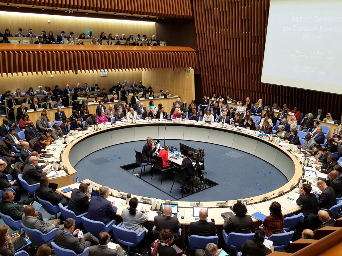 Global health leaders at the opening session of the 144th Executive Board Meeting. © WHO