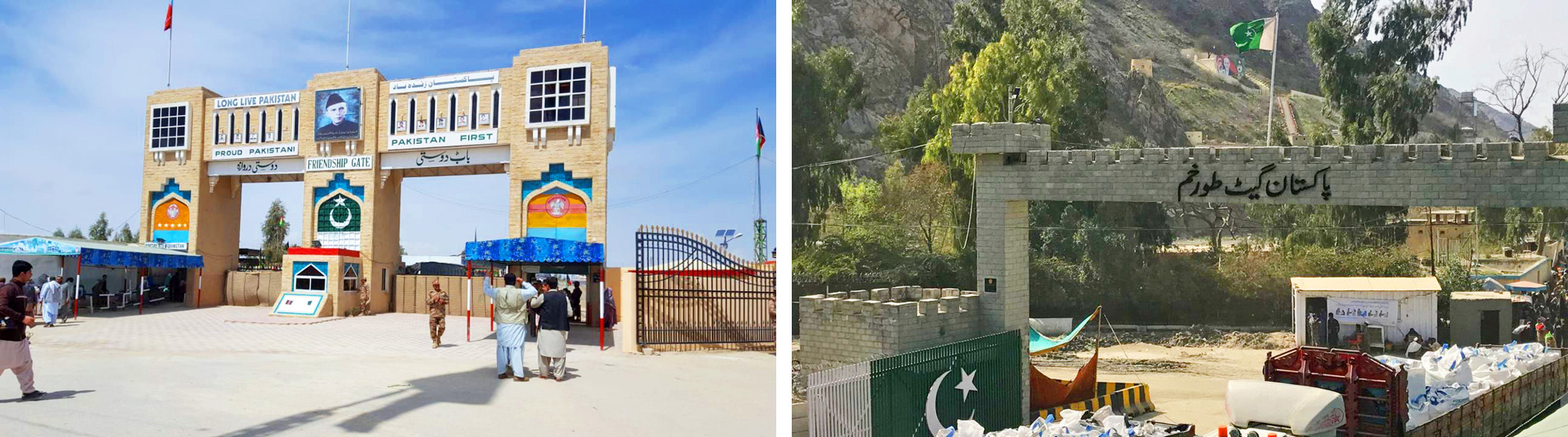 The Friendship Gate (R) and Torkham (L) are two of the Pakistan-Afghanistan border crossings where all-age polio vaccinations are carried out. ©WHO/Pakistan.