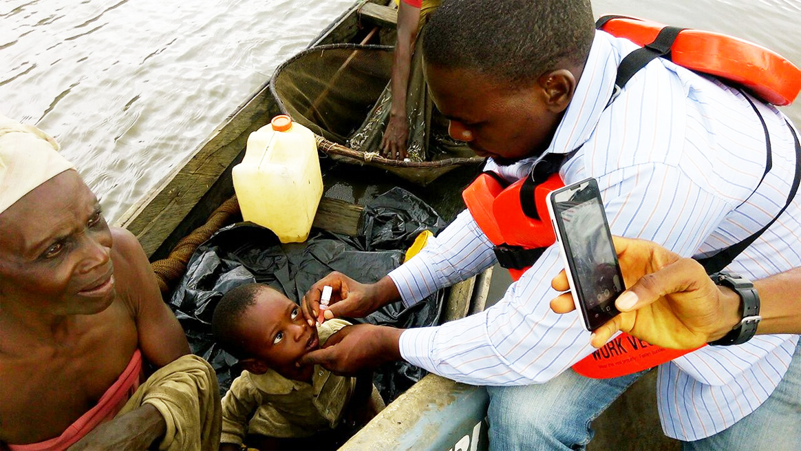 A young child receiving polio vaccination. ©WHO/Nigeria